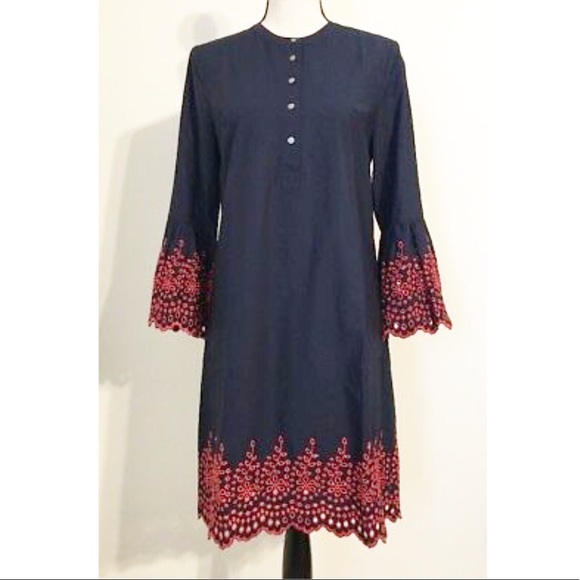 J. Crew Eyelet Bell Sleeve Dress NWT - Picture 3 of 8